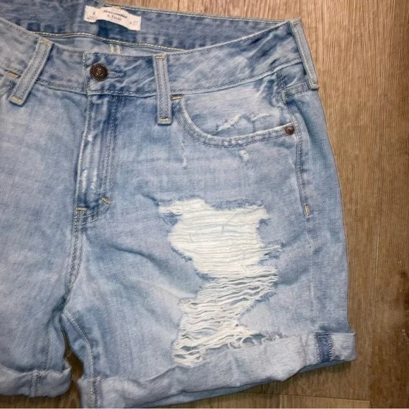 Abercrombie & Fitch Women’s Blue Jean Shorts Distressed Cut-Off Y2K | Size 27 - Picture 3 of 9